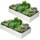 Garvee Lot de 2 bacs de jardin surélevés galvanisés 137 x 61 x 30 cm, en métal avec bords caoutchoutés, pour balcon et jardin, antirouille, fond ouvert - 