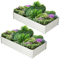 Garvee Lot de 2 bacs de jardin surélevés galvanisés 137 x 61 x 30 cm, en métal avec bords caoutchoutés, pour balcon et jardin, antirouille, fond ouvert