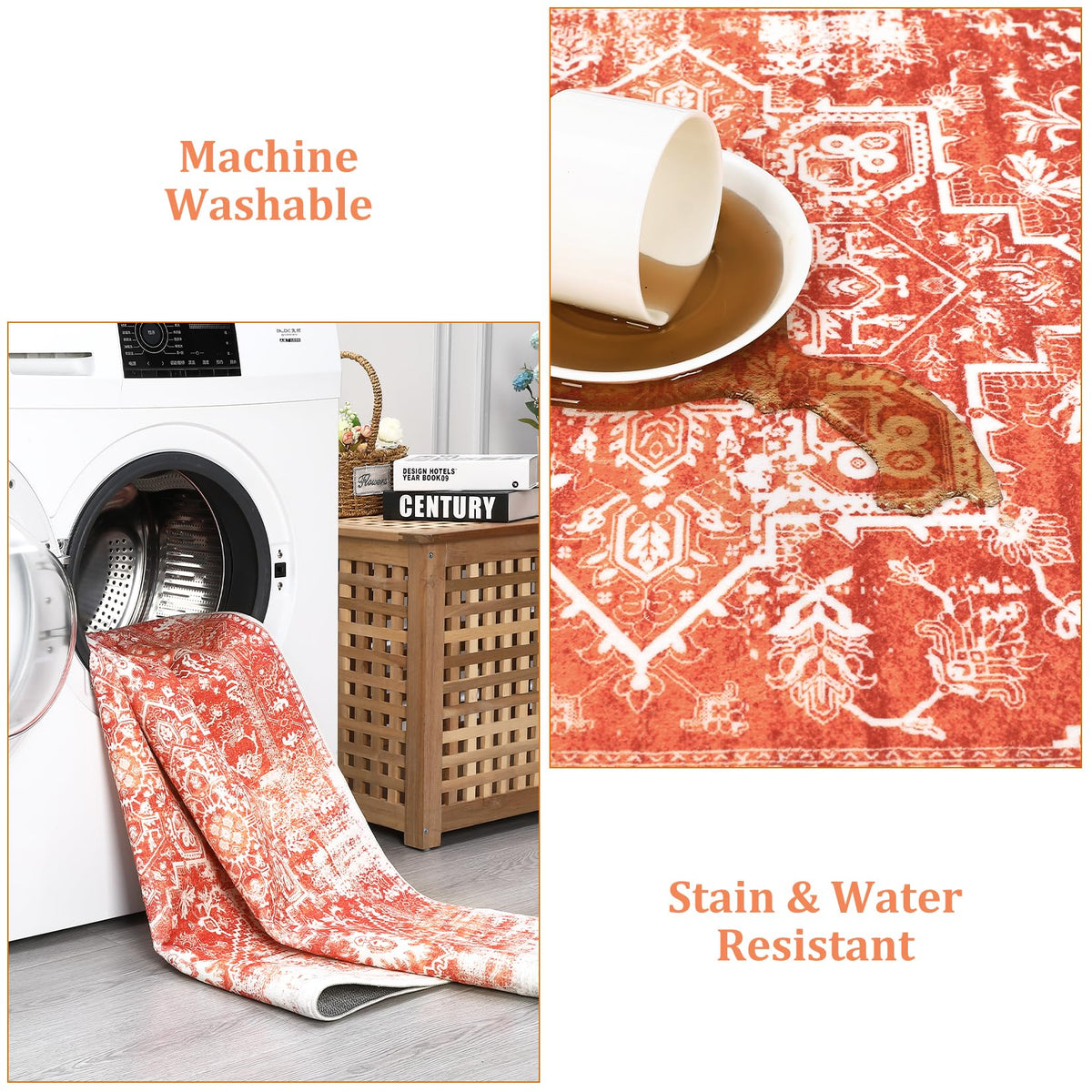 Tapis d'intérieur Garvee pour salon, doux, à poils courts, grand format, dégradé orange, lavable, 160 x 230 cm, pour salle à manger ou bureau.
