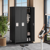 Garvee casier pour employés, 3 portes, en métal avec serrure à combinaison, pour bureau et salle de sport, 183 cm (H) × 40 cm (L) × 90 cm (P), noir