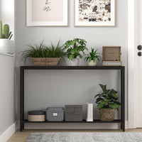 Garvee Console étroite 2 niveaux pour canapé, bois noir, compacte et robuste, 109 x 25 x 76 cm, idéale couloir, entrée et salon.