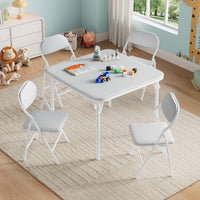 Ensemble table et chaises pliables pour enfants Garvee 5 pièces, en métal robuste et cuir PU souple, idéal pour les chambres d'enfants et l'extérieur.