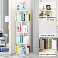 Garvee étagère pivotante 130 cm (130 cm) en bois blanc, rotation à 360°, 4 niveaux, bois de pin durable, gain de place, polyvalente pour la chambre et le salon