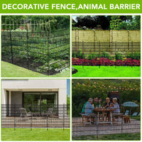 Clôture décorative de jardin Garvee, 10 panneaux, fil métallique antirouille, clôture flexible pour animaux pour cour et terrasse, 101,6 cm de haut, 8,8 m de long, noire