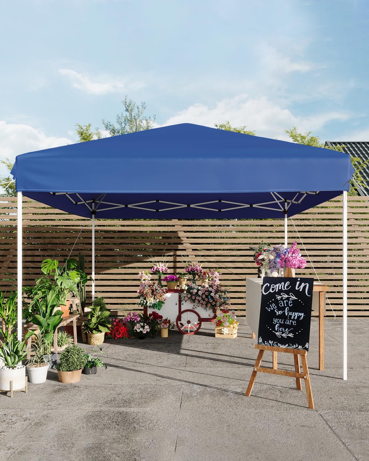 Tente pliante Garvee 3 x 3 m - Protection UV, imperméable, hauteur réglable, structure en acier robuste, toile Oxford 210D, idéale pour le camping et les événements en plein air, bleue