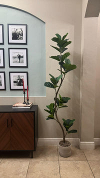 Garvee Ficus Lyrata Artificiel 180 cm, Plante Réaliste Résistante aux UV pour Intérieur et Extérieur, Maison et Bureau, Vert