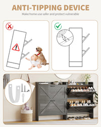 Rangement à chaussures Garvee avec 2 tiroirs pliables, marron rustique, pour couloir et entrée, gain de place, durable, pieds en métal