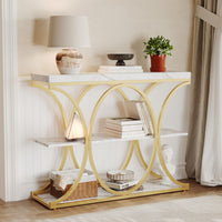 Console Garvee 99 cm (39 po), style industriel, 3 niveaux, structure en métal et bois, moderne, idéale pour le salon, le couloir ou l'entrée, gain de place, noire