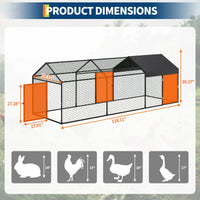 Poulailler Garvee grand format 120 x 40 x 40 pouces – 3 portes, acier galvanisé, résistant aux intempéries et sécurisé