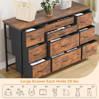 Garvee Commode avec 10 tiroirs, prise électrique intégrée, meuble multifonctionnel pour chambre et salon - Buffet robuste et durable, 120 × 40 × 70 cm