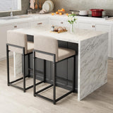 Garvee Ensemble de 2 tabourets de bar modernes avec dossier et repose-pieds, hauteur réglable, beige, pour îlot de cuisine et salle à manger - Beige