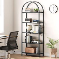 Garvee Étagère à 5 niveaux avec structure en métal, grande étagère ouverte, étagères arquées, noire pour salon et bureau