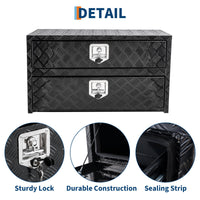 Coffre à outils Garvee 24 pouces en aluminium avec tiroir, organisateur à deux niveaux, étanche, montage sous plancher, pour camionnette, VR, remorque, argent