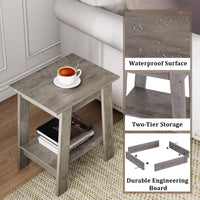 Ensemble de 2 tables d'appoint Garvee – 2 étagères, compactes, en bois et métal, robustes, grises