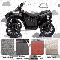 Garvee Quad électrique enfant 6 V avec éclairage LED, musique et conduite sécurisée, noir, dès 3 ans