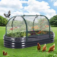 Potager surélevé Garvee, en métal avec filet de protection contre les oiseaux, robuste, en acier galvanisé, pour légumes, fleurs et herbes aromatiques, résistant aux intempéries
