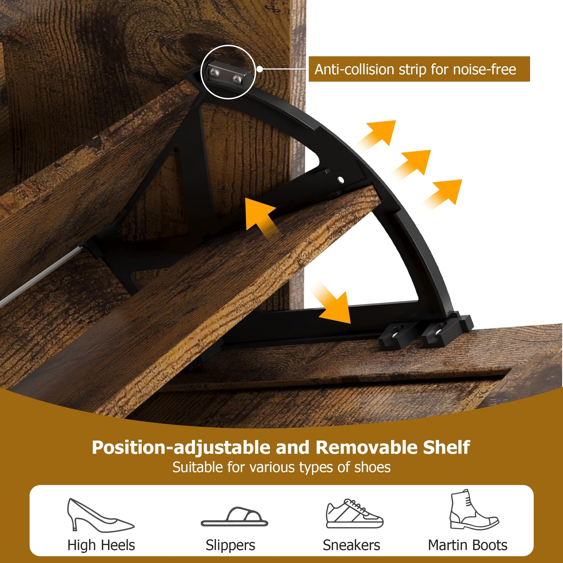 Garvee Meuble à chaussures en rotin avec 3 tiroirs abattants et 4 niveaux de rangement pour entrée et couloir, en MDF et métal, étagères réglables, robuste, grand format, couleur naturelle