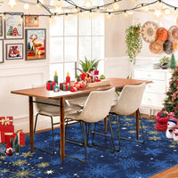 Tapis de salon Garvee bleu motif flocons de neige, 160 x 230 cm, lavable et doux, idéal pour la chambre, la cuisine, la salle à manger ou le bureau. Décoration de Noël.