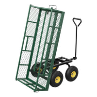 Garvee Chariot de jardin basculant 408 kg avec côtés amovibles, poignée rotative 180° et pneus 25 cm, acier robuste tout-terrain pour jardin et ferme