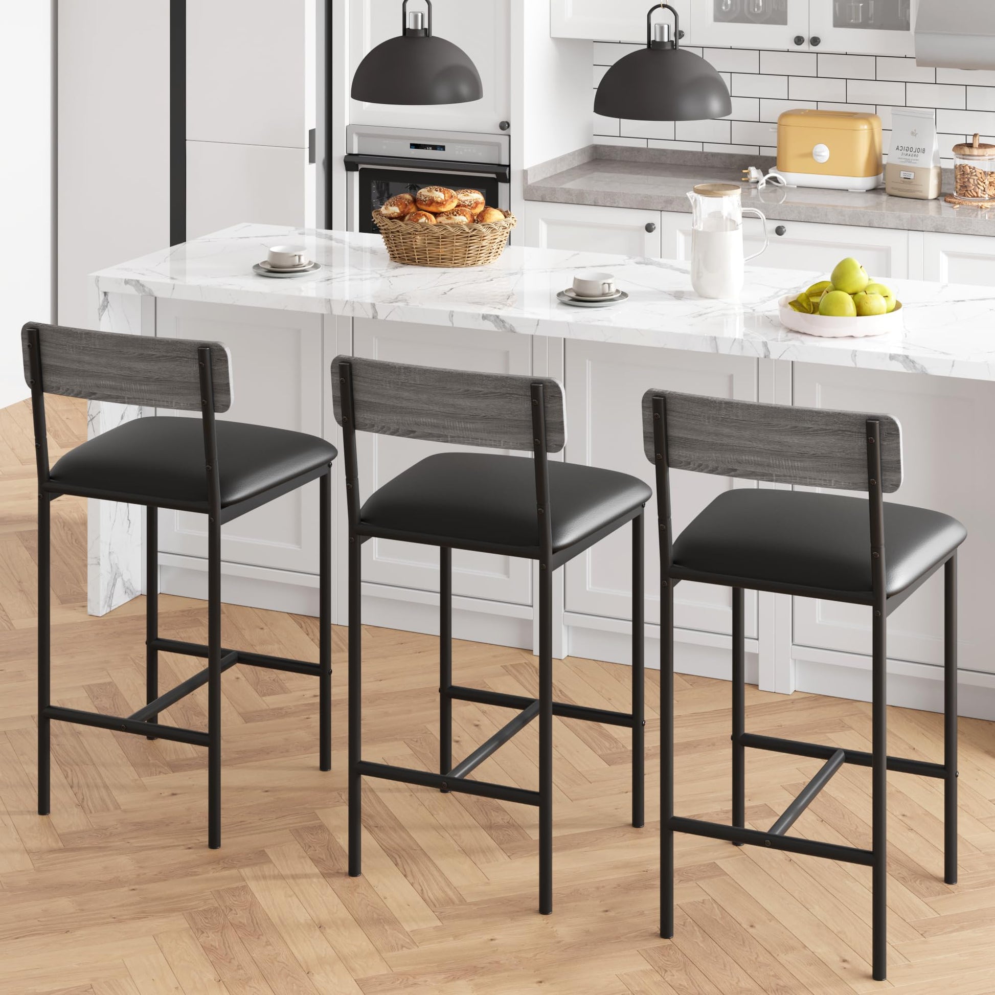 Garvee Lot de 2 chaises de bar hautes avec table d'appoint, livré en carton, couleur grise