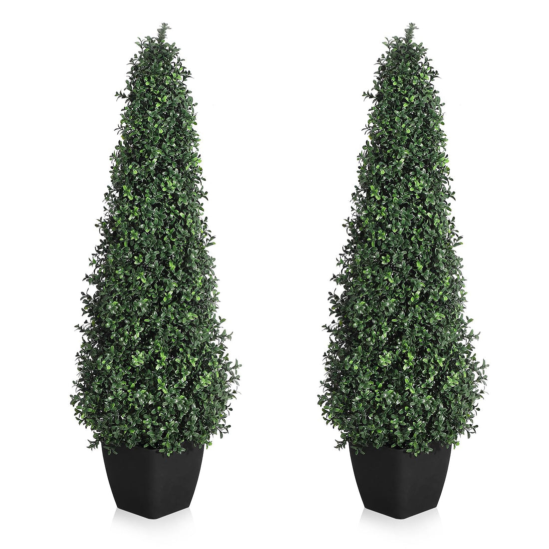 Garvee Lot de 2 buis artificiels coniques de 91 cm, topiaires verts pour décoration d’entrée, terrasse et jardin