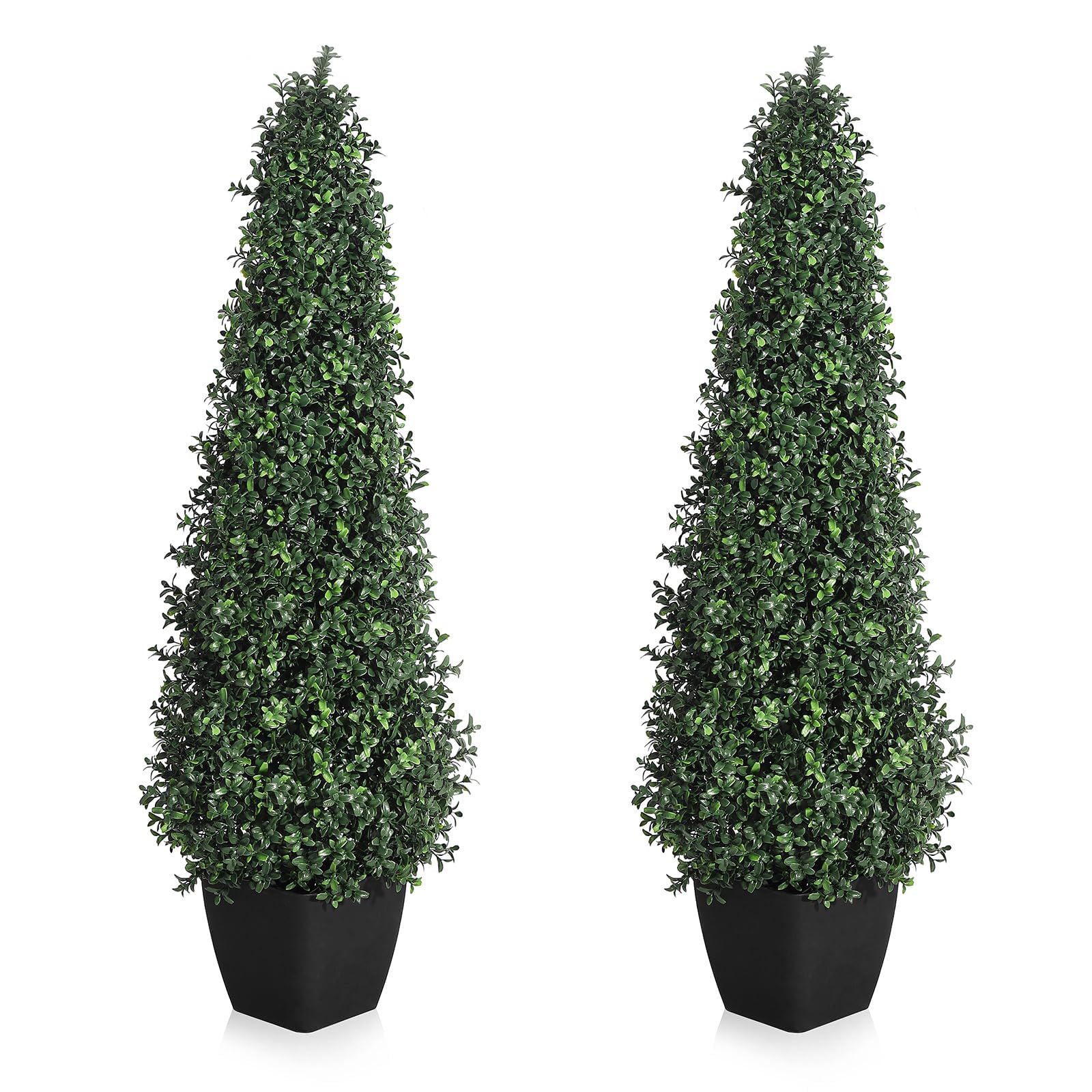 Garvee Lot de 2 buis artificiels coniques de 91 cm, topiaires verts pour décoration d’entrée, terrasse et jardin