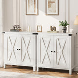 Garvee buffet style ferme 2 portes, étagères réglables, MDF durable, poignées métal, blanc, 76 × 40 × 80 cm, salon et salle à manger - Blanc