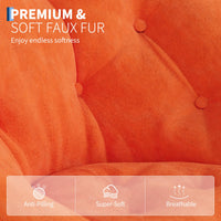 Fauteuil Garvee Saucer Lounge Chair avec structure en métal doré, revêtement surdimensionné en fausse fourrure, pliable, confortable, orange pour chambre et salon