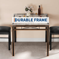 Ensemble table et chaises Garvee pour 2 personnes avec chaises rembourrées, protections d'angle, ergonomique, en MDF, structure en acier, gris rétro, compact pour cuisine et appartement