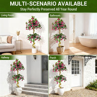 Bougainvillier artificiel Garvee de 1,5 m avec fleurs roses, en soie, léger et polyvalent pour une utilisation intérieure et extérieure
