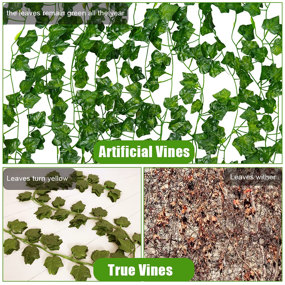 Guirlande de lierre artificiel Garvee, 16 pièces, 2,1 m, plantes vertes suspendues pour bureau, cuisine, mariage, jardin, décoration murale