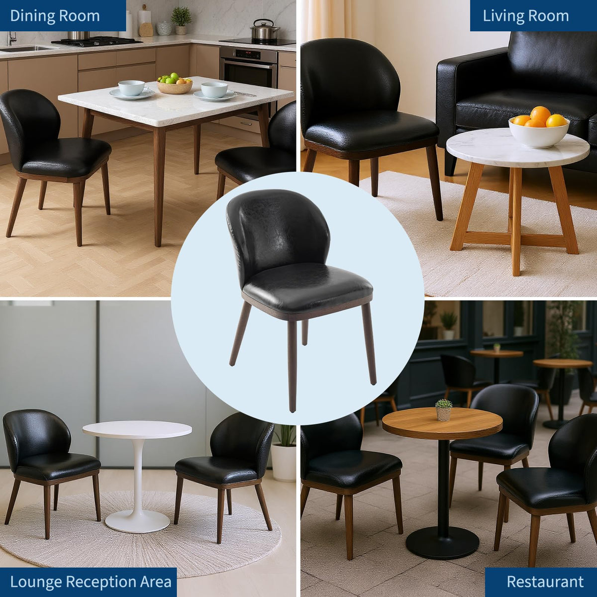 Garvee ensemble de 2 chaises de salle à manger, dossier ergonomique moderne, pieds en bois, capacité de charge de 120 kg, profil mince, pour cuisine et restaurant, gris
