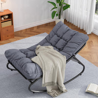 Fauteuil à bascule d'extérieur Garvee, structure en métal, réglable, imperméable, confortable, capacité de 204 kg, gris foncé, pour terrasse, jardin, salon