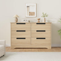 Commode moderne en bois Garvee à 6 tiroirs avec poignées encastrées pour chambre et salon, robuste et polyvalente
