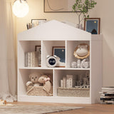 Étagère à jouets Garvee à 5 niveaux avec toit décoratif – Étagère de rangement en bois blanc pour chambres d'enfants, 90 x 90 x 30 cm