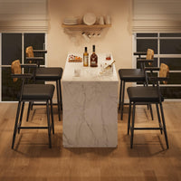 Garvee Tabourets de bar vintage avec dossier et accoudoirs, assise rembourrée, structure métallique robuste, pour cuisine, îlot central et bar