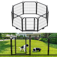Garvee Parc pour Chien 61 cm, 8 Panneaux en Métal Robuste, Enclos Intérieur/Extérieur pour Chiot, Camping-Car, Jardin et Cour