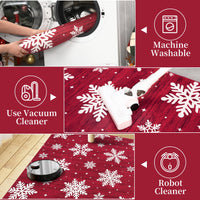 Tapis de Noël moderne Garvee grand format avec bordure de Noël et flocons de neige, pour salon, chambre ou salle à manger, 140 x 200 cm, multicolore