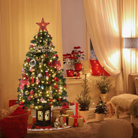 Garvee sapin de Noël vintage de 145 cm avec structure en métal, 300 LED, 8 modes d'éclairage, prise européenne et boîte lumineuse en forme d'oiseau à neuf têtes