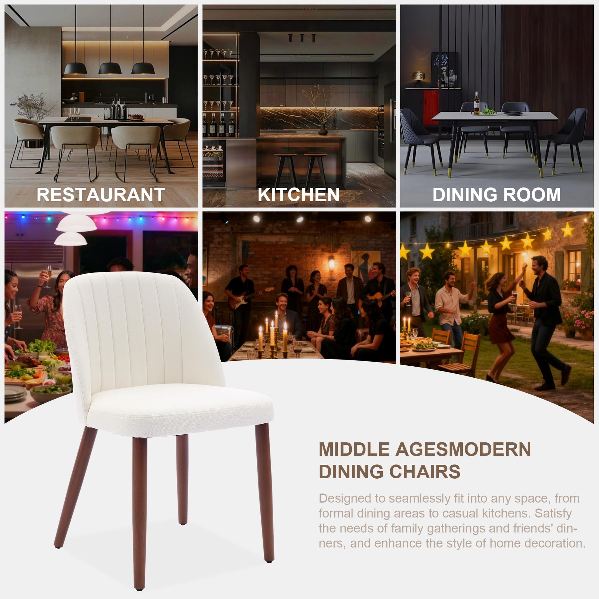 Ensemble de 2 chaises de salle à manger Garvee en bois, rembourrées, design moderne, compactes, marron, pour cuisine et restaurant.