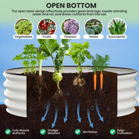 Jardinières surélevées Garvee, lot de 2, 120 x 120 x 30 cm, acier galvanisé, antirouille, rondes, blanches, pour jardin extérieur