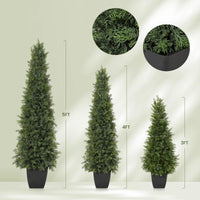 Arbre topiaire artificiel en cèdre Garvee de 122 cm (48 pouces), résistant aux UV, réaliste, tronc en bois, résistant aux intempéries, lot de 2, décoration de Noël extérieure verte