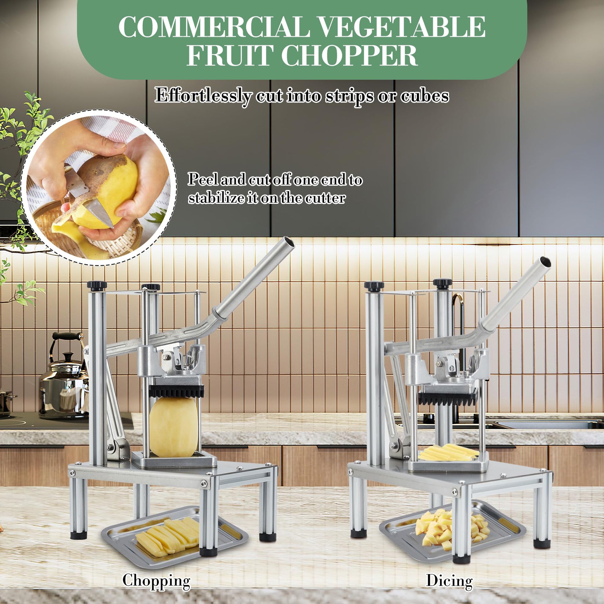 Garvee Coupe-Légumes Professionnel en Acier Inoxydable avec 4 Lames Interchangeables pour Restaurant, Cuisine Professionnelle et Maison