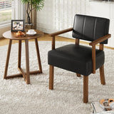 Garvee Fauteuil Accent Mid-Century en Cuir Synthétique pour Salon et Balcon, Confort Ergonomique, Structure en Bois Robuste, Style Rayé Vertical - Noir à rayures verticales