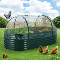 Jardinière surélevée en métal renforcé Garvee avec filet de protection anti-oiseaux pour jardin et terrasse, en acier galvanisé, gants et housse en PVC inclus, résistante aux intempéries