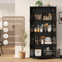 Garvee armoire de rangement haute 152 × 60 × 30 cm noire, 2 portes et étagères réglables