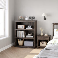 Garvee bibliothèque basse 80 × 31 × 102 cm, 4 niveaux ouverts, finition chêne, style industriel