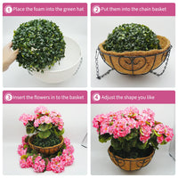 Ensemble de bougainvilliers artificiels Garvee avec panier pour jardin et terrasse, rose, résistant aux UV et aux intempéries.