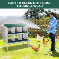 Nichoir à poules Garvee, 6 compartiments, acier galvanisé, système de roulement, ventilé, sans outil, fixation murale, poulailler, jardin