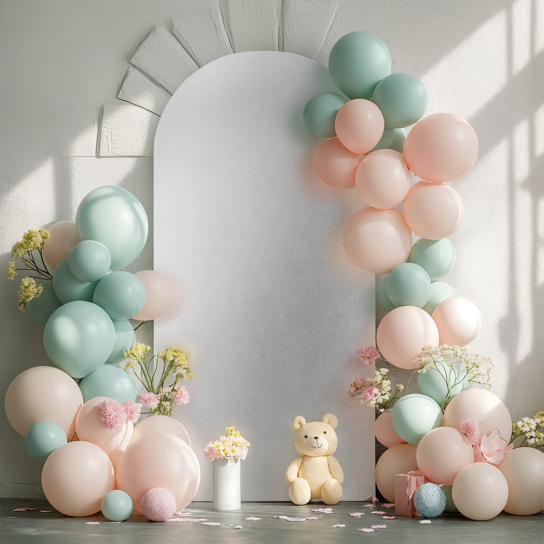 Garvee - Arche de mariage ronde de 2,2 m (7,2 pi) - Toile de fond extensible en spandex, pailletée, élastique et réutilisable - Idéale pour les fêtes, les cérémonies et les baby showers.